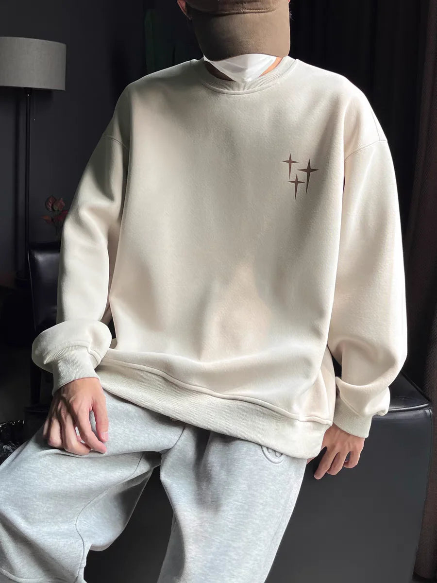 Personalized Street Sweatshirt Men American Fashion Brand High Street Hip Hop Letter Round Neck Long Sleeved Top