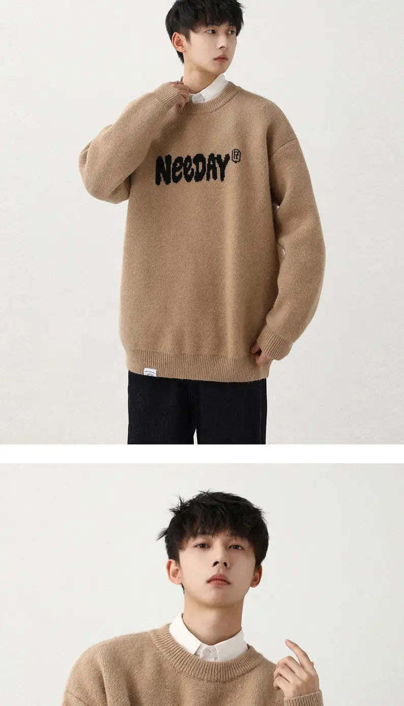 varsity knit sweater with retro streetwear styling for fall and winter outfits, ideal for men’s fashion and seasonal streetwe