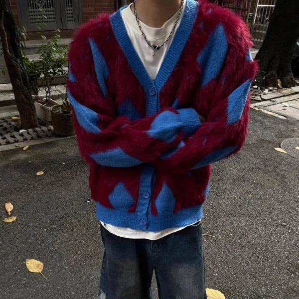 bold graphic pullover, layered streetwear look, soft knit pullover with flame design, y2k fashion statement