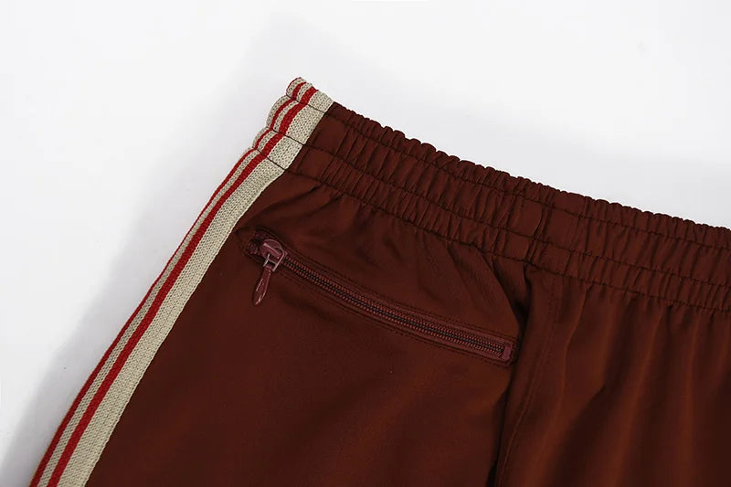 good quality brown motion casual pants men woman lovers trend side edge weaving embroidery drawstring loose trousers unique default style 5013