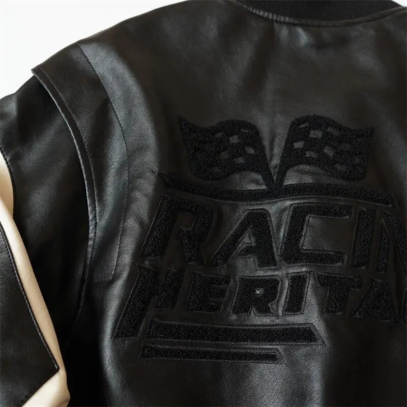 Spring And Autumn Men's Leather Jacket Coat American Baseball Suit Stitching Leather Jacket