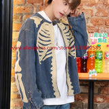 fashion casual wear style hip 40011f everyday fit streetwear style design oversized unisex vintage-mens-long-sleeved-denim-jacket-high-street-oversized-washed-bone-embedding-tops-clothing-autumn-winter-2024-heavyweight - hop essential urban graphic quality high premium material image print streetwear design ID 29544