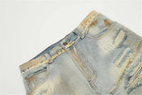 mens fashion ripped jeans blue straight baggy jeans trousers luxury loose casual distressed denim pants male unique jeans style 6051