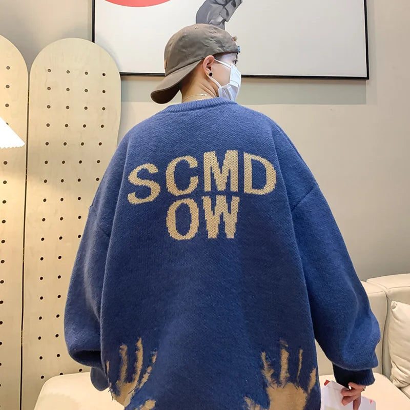 oversized flame jumper, 2025 fashion trend, fire knit jumper in oversized streetwear fashion