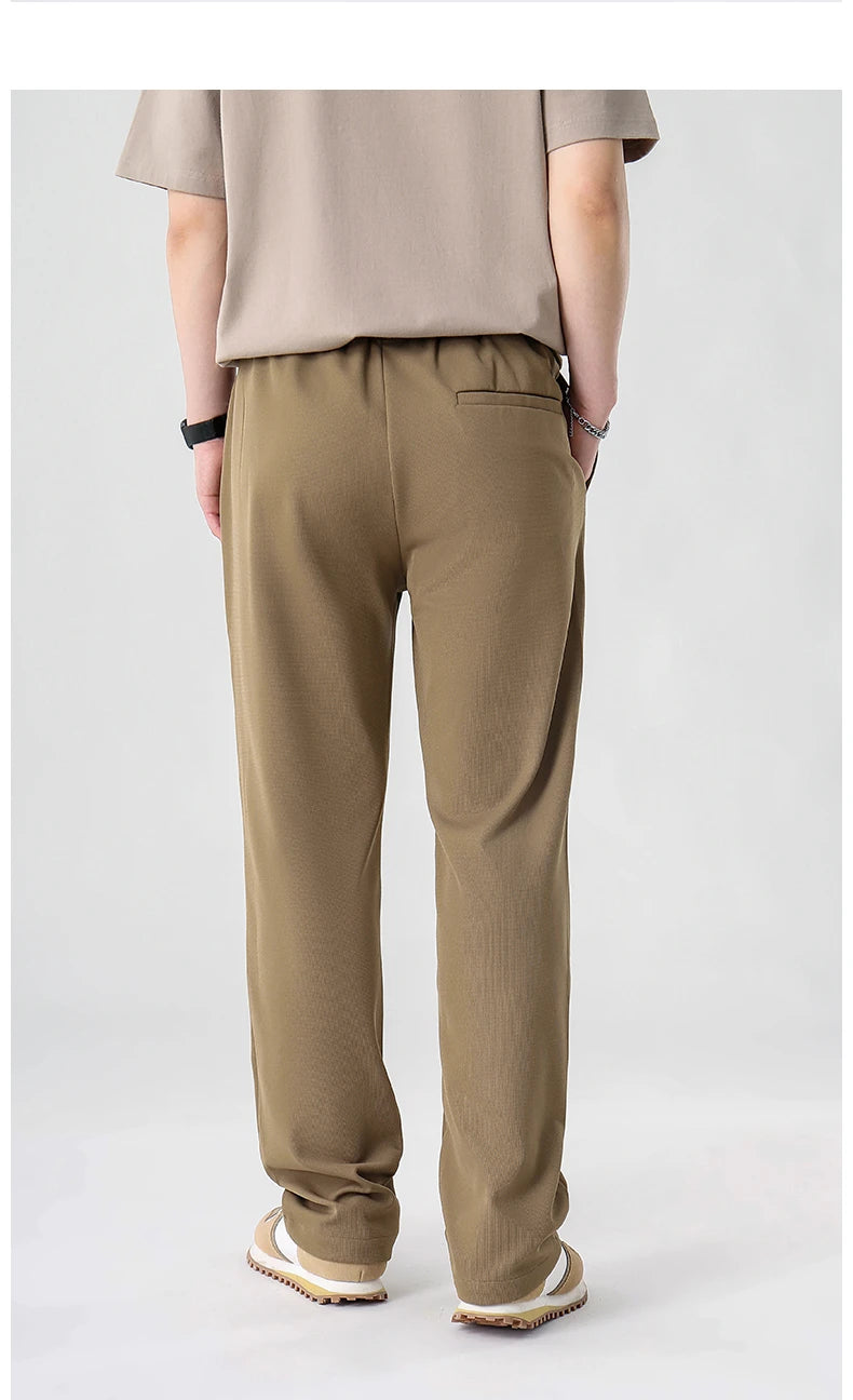 mens pants casual elastic waist drawstring straight trousers streetwear new fashion traf homme pants unique default style 3287