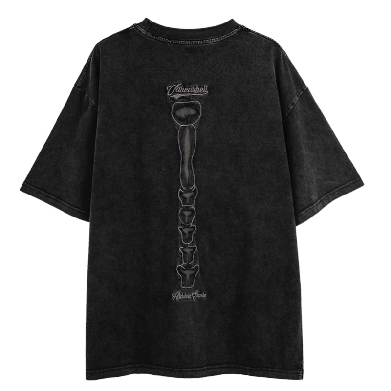 Skatercore Top – Fashion Skull Skeleton Holes Harajuku O Neck T Shirt – Urban Streetwear for Men & Women
