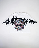 Y2k Chrome logo – Street Hip Hop Clothing Gothic Devil Pattern Print Oversized
