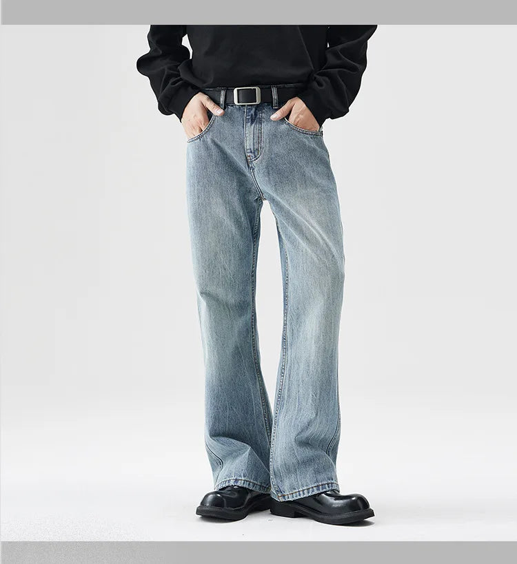 mens retro fashion high street loose casual denim micro flared pants jeans men streetwear plus size jeans trousers 28 40 unique jeans style 2697