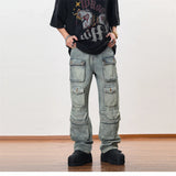 hip hop cargo denim pants streetwear plain denim pants mens harajuku cotton casual joggers jeans loose straight pants trousers unique joggers style 3856