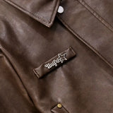 Retro hot girl camisole irregular big swing skirt short leather jacket coffee color set two piece sets womens outifits dress