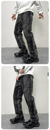 mens streetwear fashion hip hop vibe casual retro tie dyed denim pant jeans cityboy black gray straight jeans trousers unique jeans style 3049