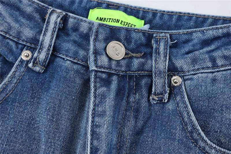 2024 ripped jeans high street straight trousers destroyed hole baggy denim pants vintage retro hip hop unique jeans style 409