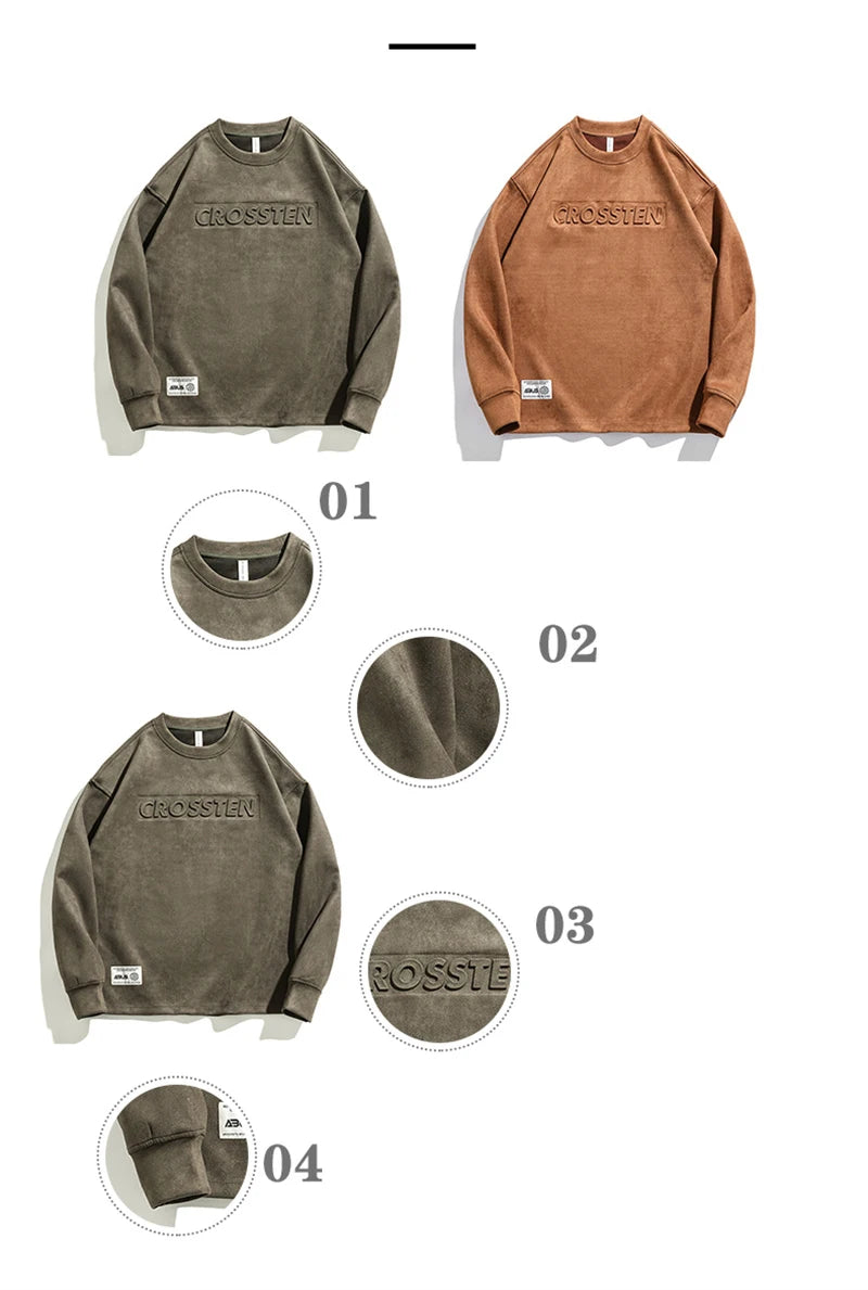 Autumn Letter Foam Printed Crewneck Sweatshirts For Men Oversized Pullovers Hoodies 2025 New Y2K Streetwear Sudaderas Aesthetic