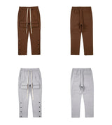 mens high street loose fit elastic waist pants winter warm fleece pants bottons hip hop drawstring sportwear sweatpants joggers unique joggers style 3061