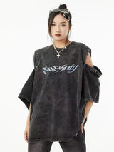 Skatercore Aesthetic piece – Summer Removable Sleeve Dressed Short Sleeve Knitted Wash Dr
