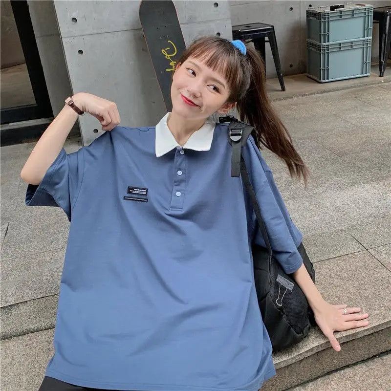 Vaporwave Chrome logo – Pure Cotton Hong Kong Style Pure Cotton Polo Shirt Short Sle