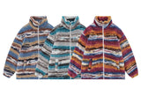 Trapwear Streetwear – Mens Casual Striped Fleece Jackets Coats New Hairy Stand – Streetwear Fashion for Men & Women