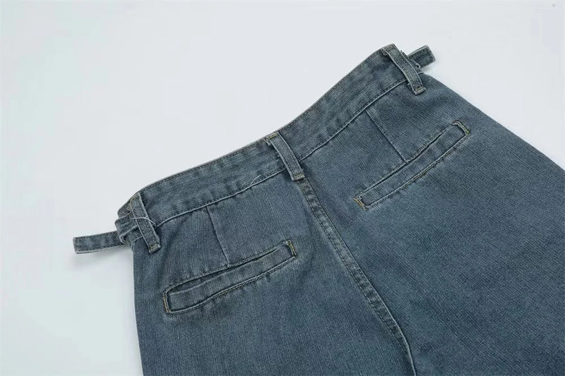 punk rivet denim jeans pants mens 2023 harajuku streetwear bottom zipper cotton casual oversize joggers straight pants trousers unique joggers style 4479