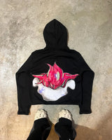 American Harajuku Fashion Cartoon Letter Print Hoodie Male Y2K Goth Pu