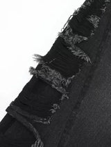 mens hip hop washed denim shorts broken hole folds burr edge street punk cowboy middle pants pockets bomber quarter pants y2k unique jeans style 4925