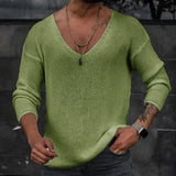 Trapwear Oversized shirt – Men 2024 Spring V Neck Rib Bottoming T Shirts Pullover Autum