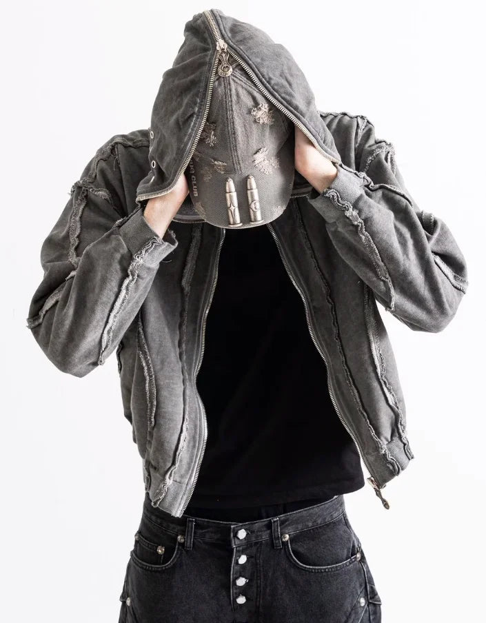 oversized fit featuring new 2023 men zipper metal thug club holes hoodies pockets varsity coats jackets down coats cotton warm winter thicken 653 design – premium quality jacket for men