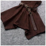 Retro hot girl camisole irregular big swing skirt short leather jacket coffee color set two piece sets womens outifits dress