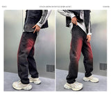 2024 spring autumn high street wide leg denim pants men render red loose straight jeans y2k fashion streetwear baggy trousers unique jeans style 4415