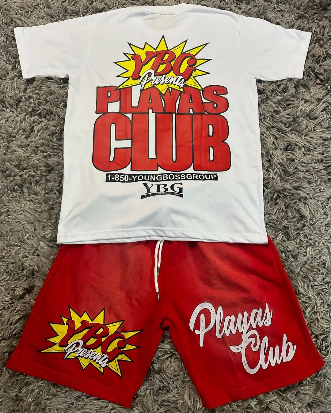 Grunge Oversized shirt – Ybg Playas Club Set Two Piece Set Graphic T Shirt Short Jean
