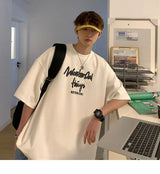 Korean style new Hong Kong style trendy letter printed short-sleeved trend loose and versatile casual couple half-sleeved top