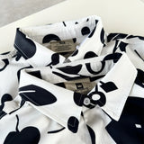 24ss New Retro Vintage Digital direct spray cherry print High-Street Casual long sleeved shirt