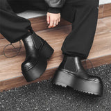 Increase Chelsea Men's Streetwear Fashion Thick Soled Platform Leather Casual Shoes Luxury Designer Boots Shoe for Men