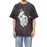 Cyberpunk Graphic Tee – Ox Head Lion Face Printing Saint T Shirt Men Woman High Qual – Urban Streetwear for Men & Women