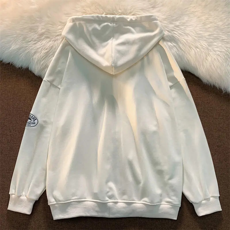 Hoodies Women Retro Harajuku Hip Hop Jacket High Street Zip Up Hoodie