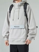 Autumn Polar Fleece Half Turtleneck Hoodies For Men Y2K Vintage Windproof Hooded Sweatshirts Casual Streetwear Pullover