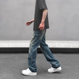 high street distressed black hole washed destroyed jeans casual ripped logging pants straight wide leg denim pants for men unique jeans style 91