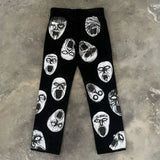 y2k harajuku trendy brand retro dark style oversized jeans men street hip hop fashion high waisted floor length pants women stacked flare jeans
