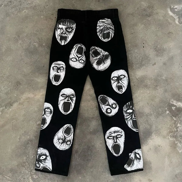y2k harajuku trendy brand retro dark style oversized jeans men street hip hop fashion high waisted floor length pants women stacked flare jeans