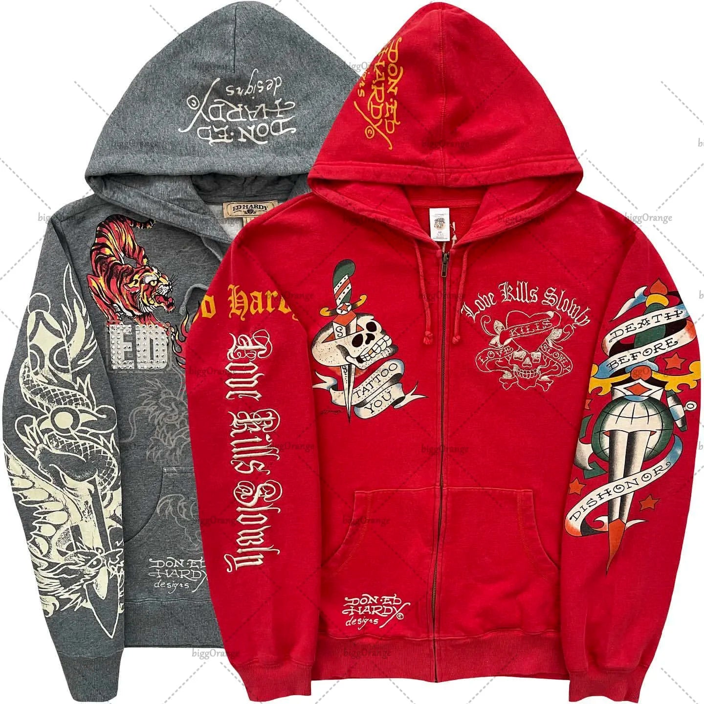 American Fashion Trend Pattern Print Zipper Hoodie Women Y2K New Stree