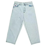 retro blue baggy jeans y2k pants hip hop cartoon streetwear polar big boy jeans embroidery mens womens high waist wide trouser stacked flare jeans