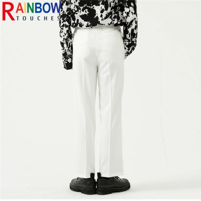 rainbowtouches men pants unisex high street waistband solid casual slim fitting pants couple loose straight mens suit pants minimalist street pants