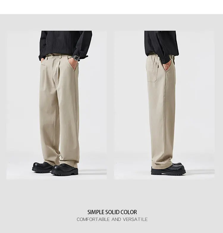 simple casual pants mens spring autumn loose fashion straight wide leg plus size pants cityboy streetwear trousers unique default style 2251