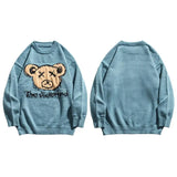 grunge knit sweater with heavyweight fabric, layered urban look for cold weather, street fashion menswear trend for seasonal 