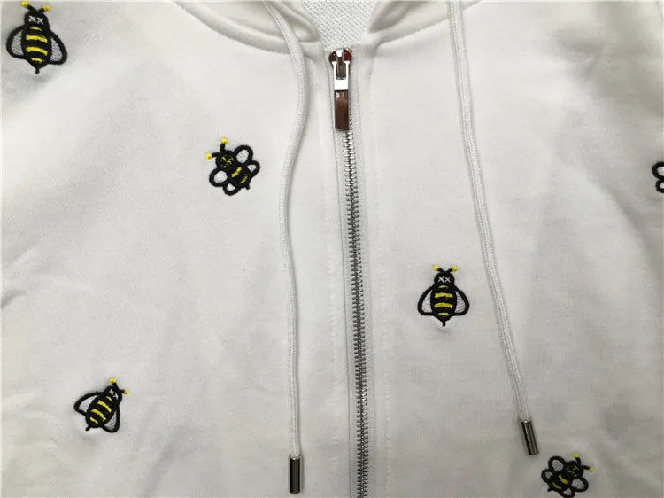 New Luxury Men Novelty Embroidery Bee Hoodies Hoody Hooded Sweatshirts