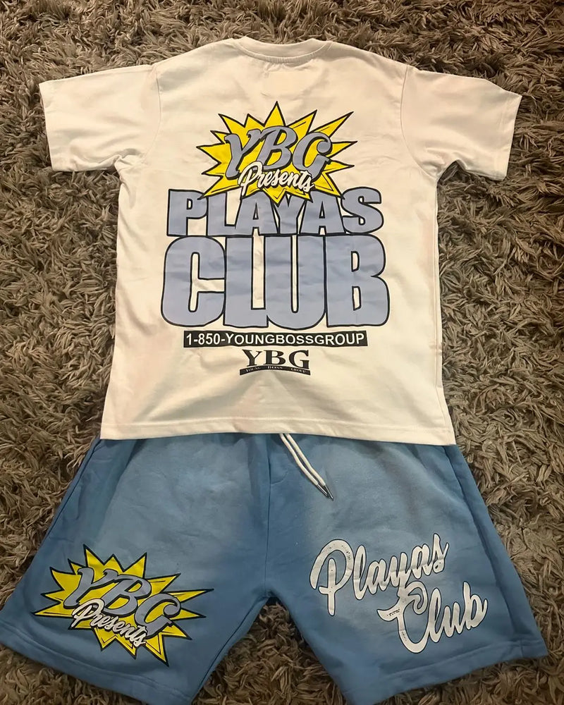 Grunge Oversized shirt – Ybg Playas Club Set Two Piece Set Graphic T Shirt Short Jean