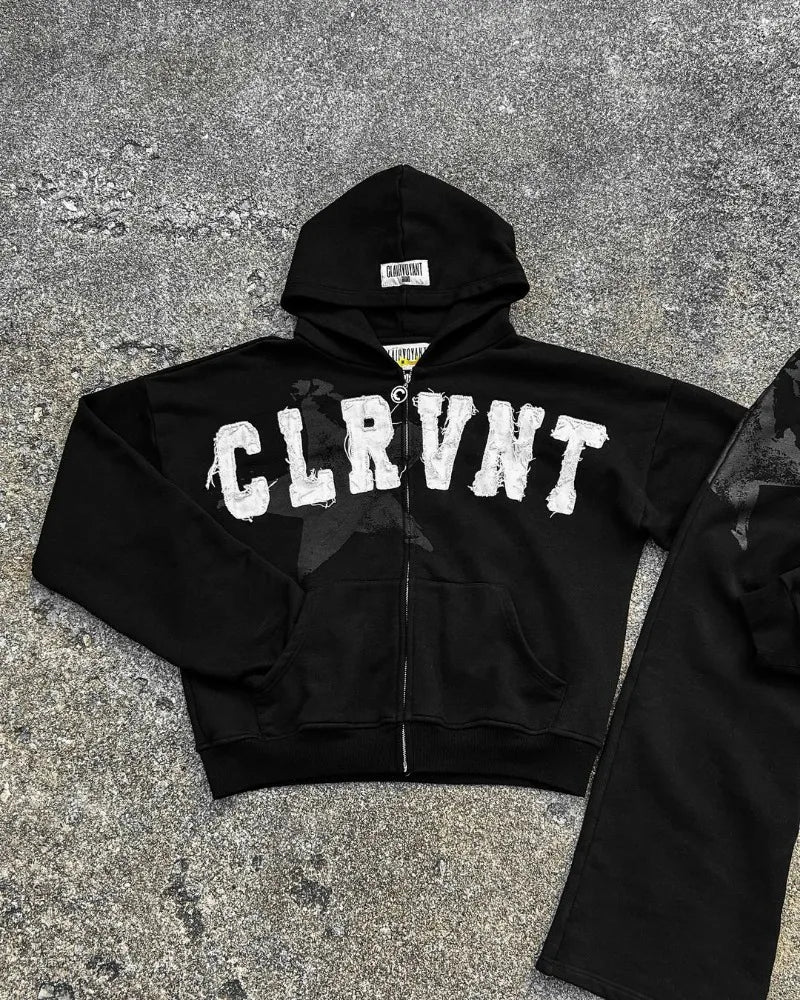 2024 Trendy Brand Fashion Letter Embroidered Oversized Hoodie Men Y2K