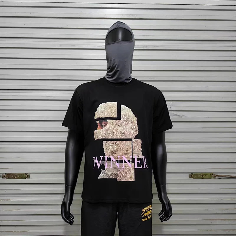 Glitchcore Fashion – High Quality Ih Nom Uh Nit T Shirt Masked Men Letter Printin – Urban Streetwear for Men & Women