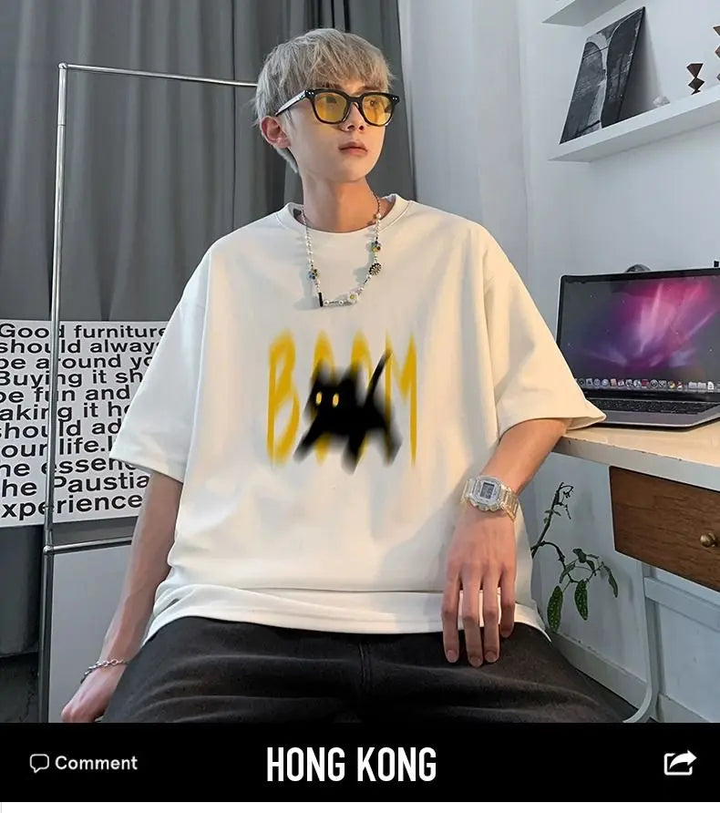 Cyberpunk Aesthetic piece – Japanese Fun And Trendy Cat Print New Short Sleeved T Shirts