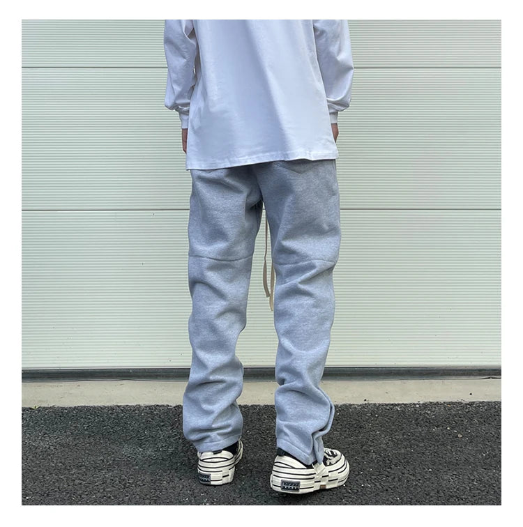 mens high street loose fit elastic waist pants winter warm fleece pants bottons hip hop drawstring sportwear sweatpants joggers unique joggers style 3048