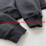 2024 Autumn Winter High Street Basic Vintage Damaged Hole Loose Hoodie